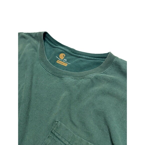 Carhartt Original Fit 2XL Short Sleeve Distressed Faded Green Heavyweight Tee - Picture 5 of 7